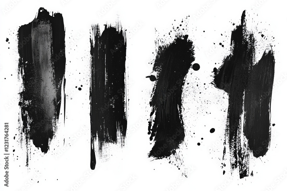 Poster Bold black paint strokes and splatters create dynamic abstract art for creative expression
