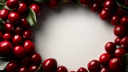 Cranberry Wreath: A Festive Frame of Red Berries and Green Leaves