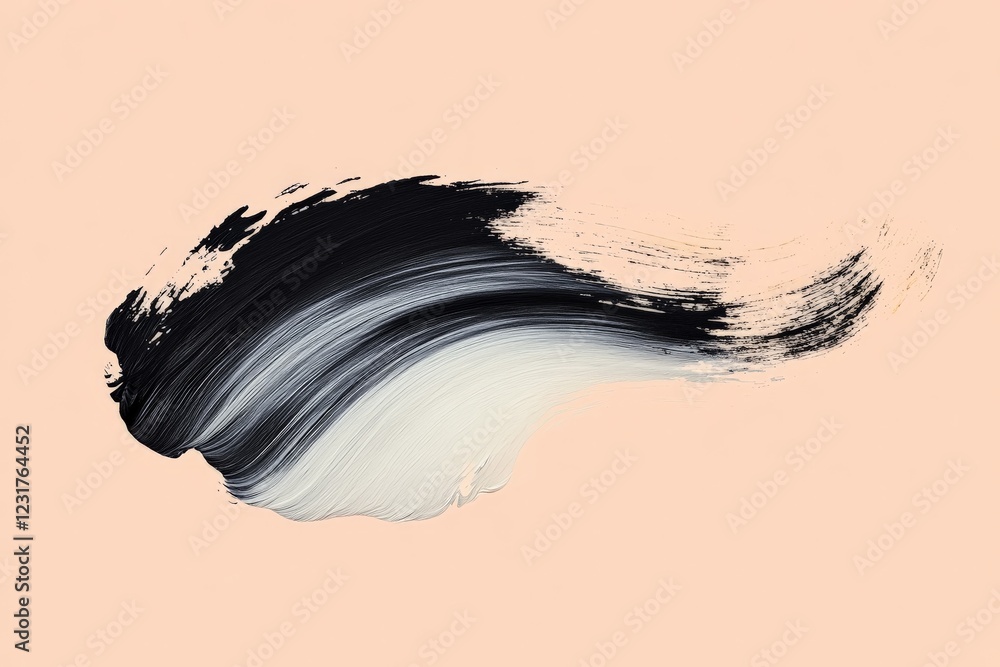 Poster Abstract brushstroke artwork displayed on a soft peach background highlighting smooth textures and layers of paint