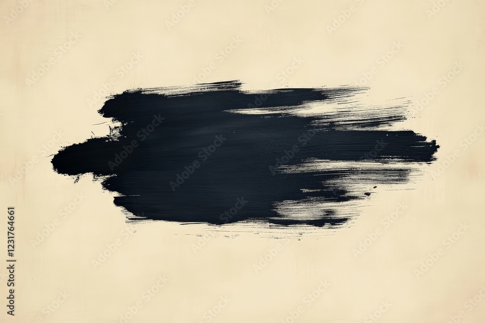 Poster bold black brushstroke on a light canvas background showcases modern artistic expression and texture