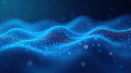 Blue abstract technology data wavy lines in holographic style