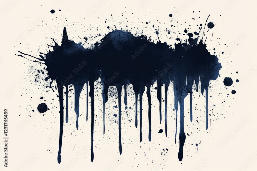 Poster Abstract dark ink splashes create an artistic expression on a light background in this unique work of art