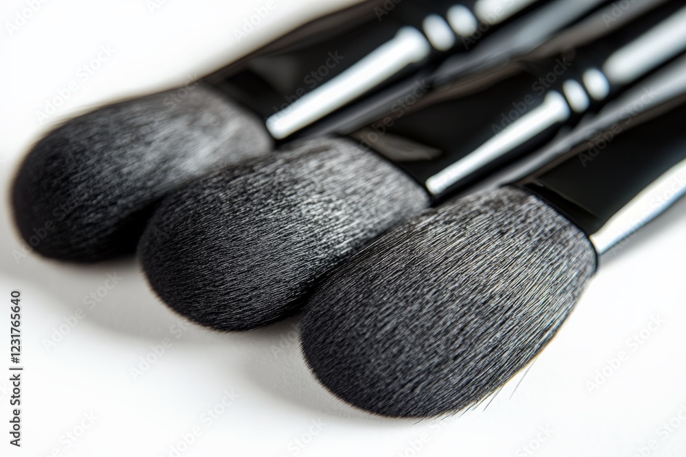 Poster high-quality makeup brushes arranged neatly with soft bristles perfect for flawless application and 