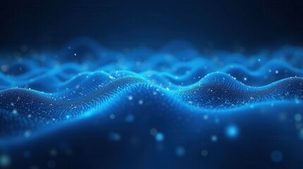 Blue abstract technology data wavy lines in holographic style
