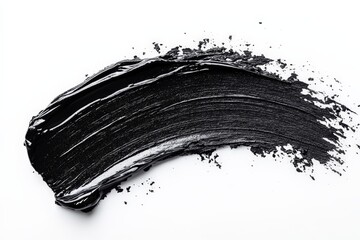 Black paint stroke on white background showcasing a smooth, glossy texture and artistic potential...