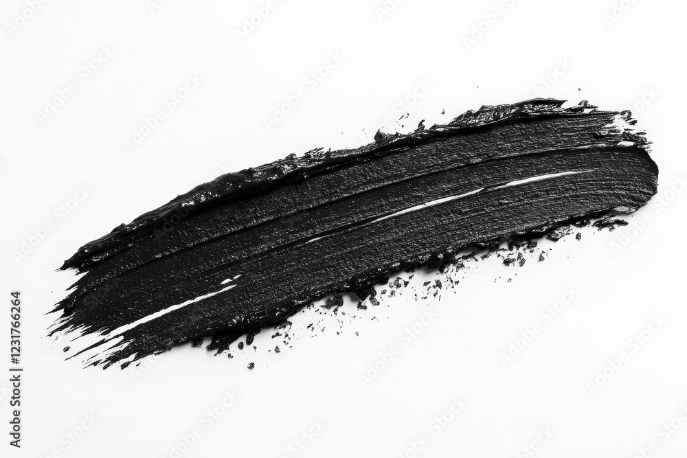 Poster black paint smear on a clean surface showcasing texture and artistry in an abstract style