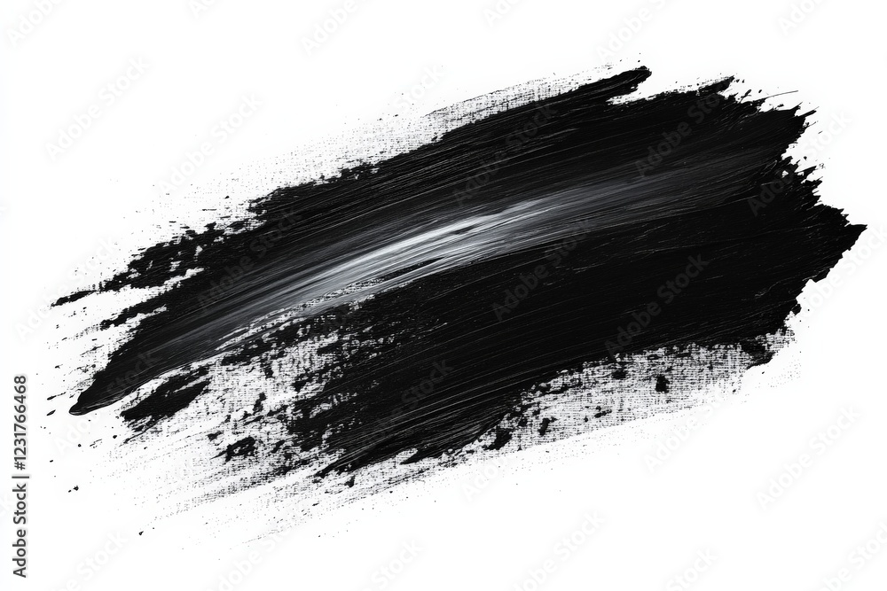 Aufkleber Dynamic black brushstroke on a white canvas showcasing abstract artistic expression and texture