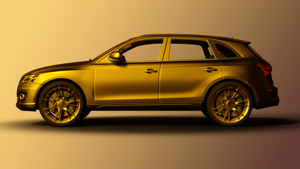 Seitenansicht eines goldfarbenen SUV