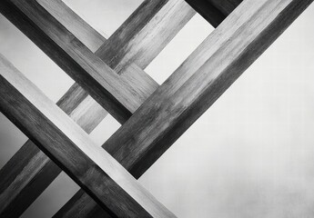 Fototapeta premium The image is a black and white drawing of wooden slats