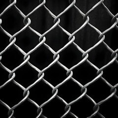 Fototapeta premium Seamless chainlink fence texture pattern urban environment black and white photography close-up view