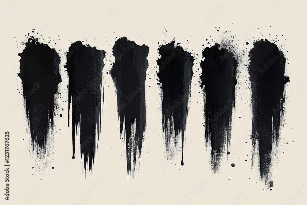 Poster Black paint splatters creating an abstract pattern against a light background