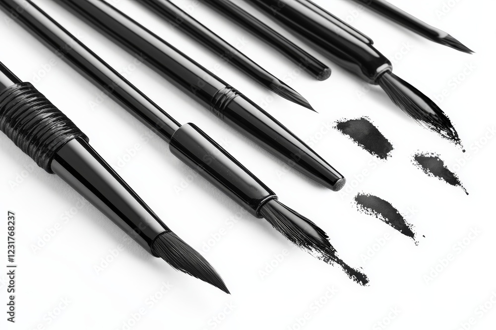 Poster Overview of various paintbrushes showcasing different shapes and sizes on a clean background