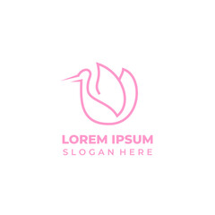 Fototapeta premium Simple elegant stork logo vector, lineart and shape style