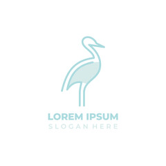 Simple elegant stork logo vector, lineart and shape style