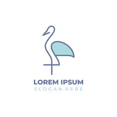 Simple elegant stork logo vector, lineart and shape style