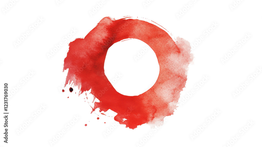 Poster red watercolor circle creating empty space on transparent background