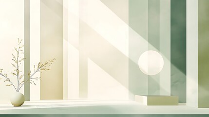 Minimalist Studio Scene with Plant and Display Platform