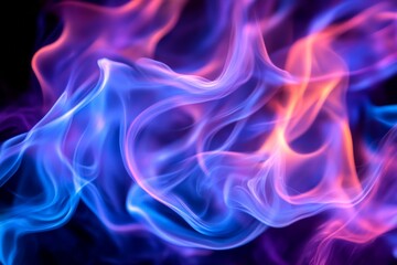 Fototapeta premium Colorful abstract design with swirling flames illuminated in purple and blue tones
