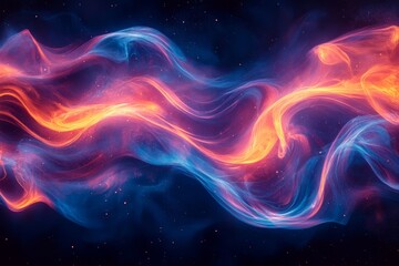 Obraz premium Vibrant cosmic waves flowing through the dark expanse of space with swirling colors and ethereal patterns