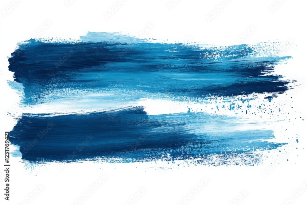 Poster abstract blue paint strokes create a calming effect on white canvas for artistic expression