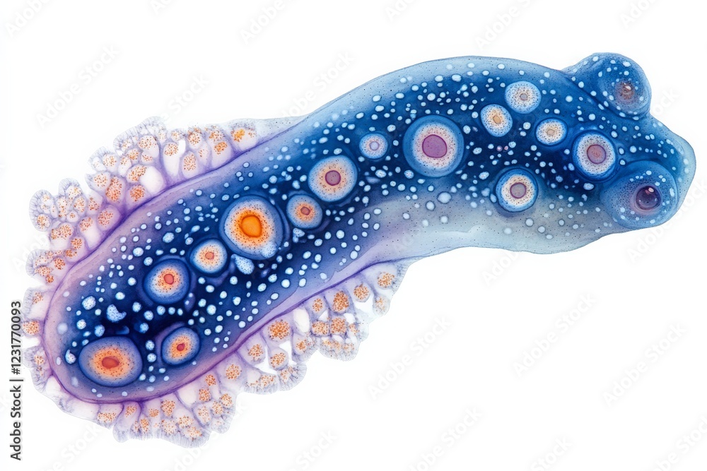 Poster colorful marine creature displays intricate patterns and textures underwater in a vibrant aquatic en