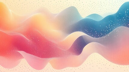 Fototapeta premium Abstract flowing data waves, pastel colors, digital background, website design