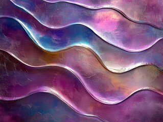 Abstract composition of iridescent gradients flowing seamlessly over textured surfaces