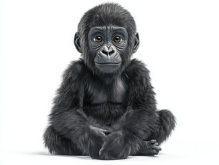Fototapeta premium Baby gorilla sitting in natural habitat wildlife photography calm environment close-up perspective