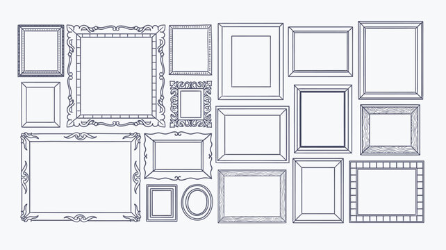 Cute hand-drawn doodle frames, perfect for sticker designs, prints, and crafting projects. A total of 18 designs. Vector illustration.