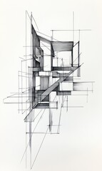 Architectural Sketch Modern Building Design Concept