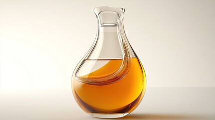 A gravity-defying perfume bottle with an asymmetric, sculptural design, emphasizing innovation.