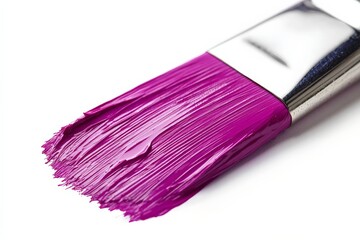 Obraz premium Bright purple paint spreads on a brush waiting to bring color to a blank canvas