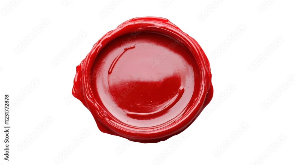 Poster red wax seal showing authenticity and security on transparent background