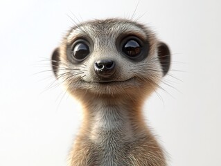 Curious meerkat posing for close-up portrait studio animal photography natural light eye-level whimsical charm