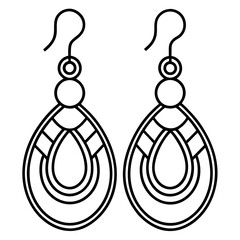 Trendy Earring Design Outline Vector