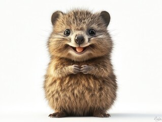 Fototapeta premium Playful baby quokka smiling in a natural habitat wildlife photography bright and cheerful environment