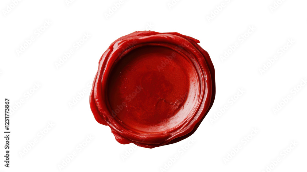 Poster red wax seal with transparent background guaranteeing authenticity and security