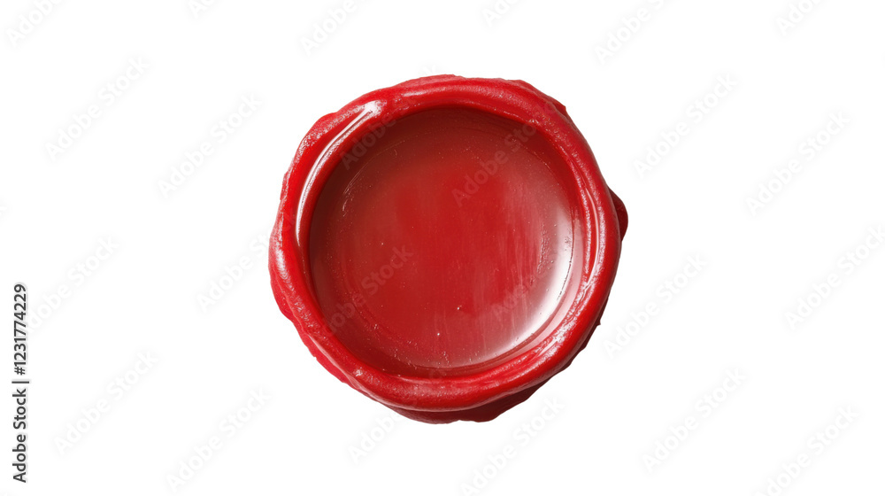 Poster red wax seal on transparent background guaranteeing authenticity and security
