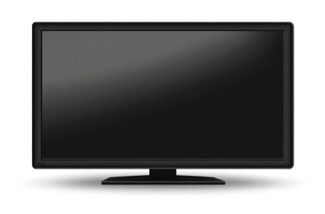 A black flat screen television is on a white background