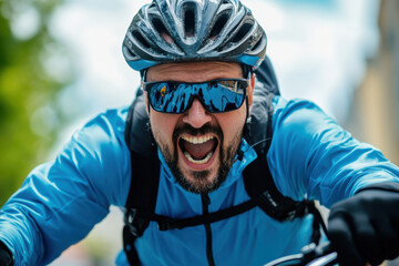 Man with cerebral palsy using an adaptive bicycle, symbolizing active lifestyle and joy