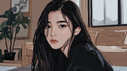 Portrait of a glad asian woman in her 20s
