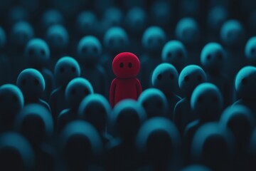 Obraz premium Standing in crowd: individuality uniqueness concept