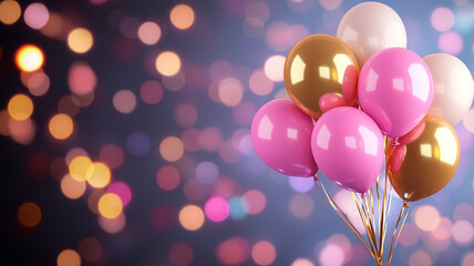 Festive Balloons with Warm and Cool Bokeh Lights A Joyful Celebration Image