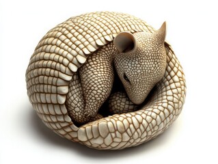 Obraz premium Artistic sculpture of a tiny armadillo curled up indoor gallery setting creative display close-up view