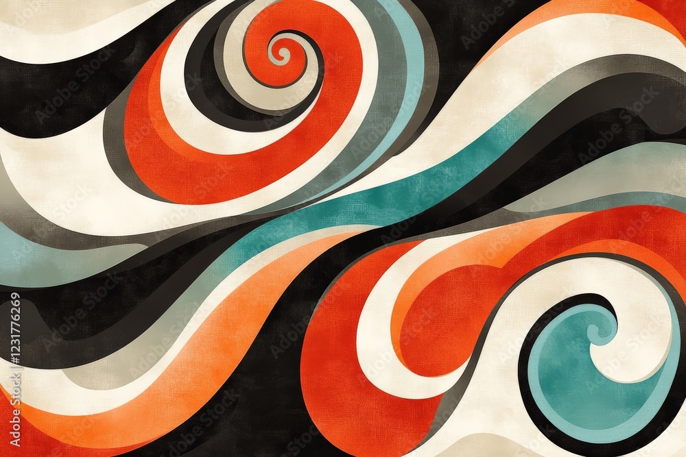 Leinwandbilder Modern abstract art featuring swirling patterns in bold colors and dynamic shapes