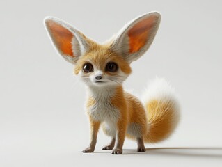 Obraz premium Cute young fennec fox playing in a studio environment adorable animal photography close-up view