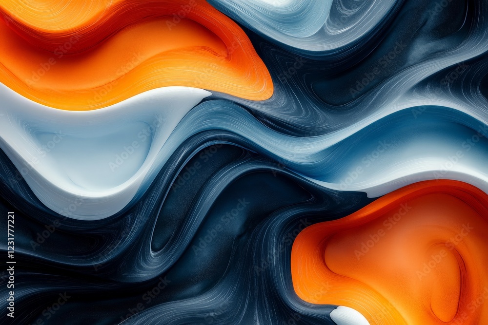 Poster Vibrant abstract composition capturing flowing shapes in bold colors with dynamic movement and depth