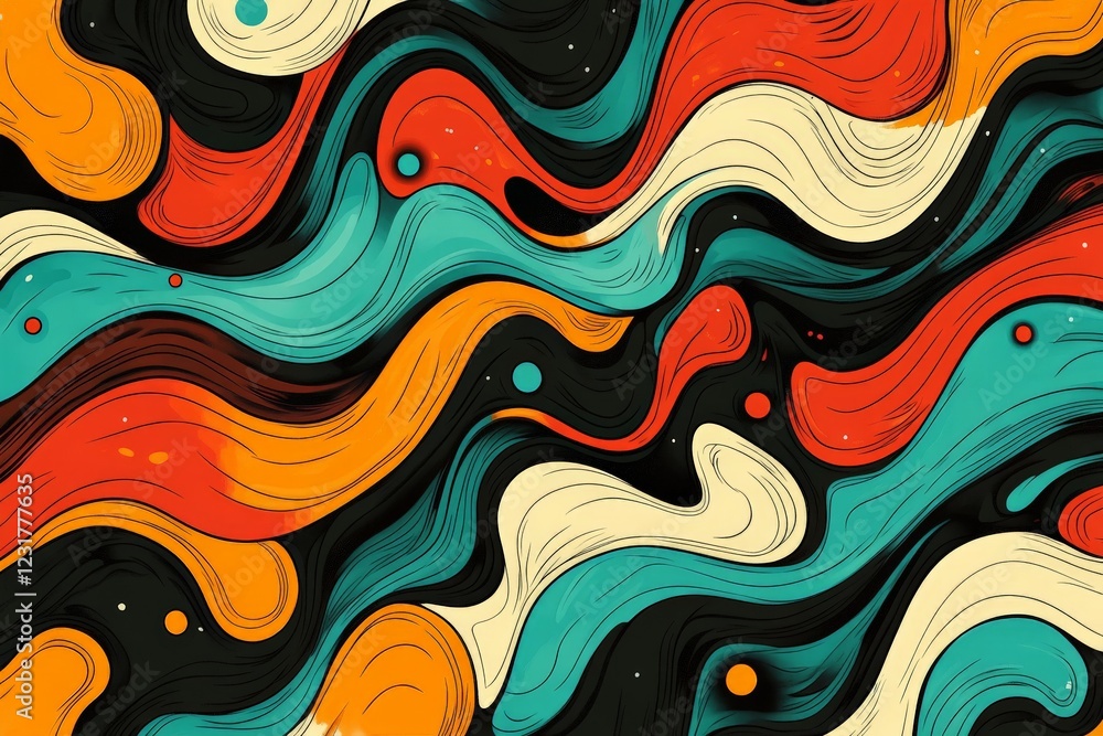 Poster Colorful abstract wave patterns swirling together in dynamic design