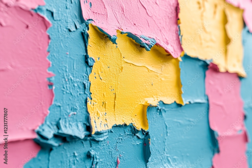 Aufkleber colorful texture of abstract paint layers on a wall captured in close-up with a variety of hues such