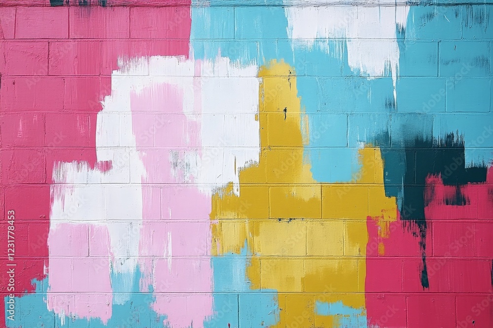 Poster colorful abstract mural in urban setting captures attention with vibrant paint strokes
